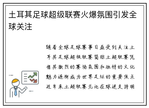 土耳其足球超级联赛火爆氛围引发全球关注